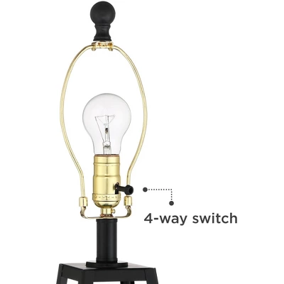 Franklin Iron Works Kacey Industrial Table Lamps 25 1/4" High Set Of 2 Dark Black With USB Charging Port LED Nightlight Peanut Shade For Bedroom Desk 4 Franklin Iron Works Kacey Industrial Table Lamps 25 1/4" High Set Of 2 Dark Black With USB Charging Port LED Nightlight Peanut Shade For Bedroom Desk - Image 4