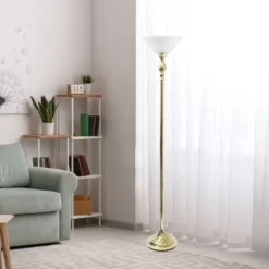 1-Light Torchiere Floor Lamp With Marbleized Glass Shade Gold - Lalia Home -Home Decor Series Store GUEST 992c21d5 fd60 4f7e a594 71eac5d55aaf