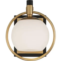 Possini Euro Design Carlyn Modern Wall Light Sconce Warm Brass Black Hardwire 8" Fixture Milky White Globe Glass For Bedroom Bathroom Vanity Reading -Home Decor Series Store GUEST 99ef5794 6825 463e b946 44284278b539