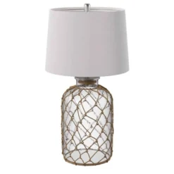 30" 3-way Seeded Netted Rope Glass Table Lamp - StyleCraft