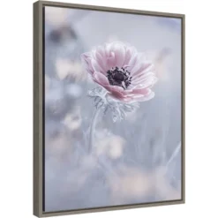 16" X 20" La Reine De Neiges Flower By Fabien Bravin Framed Canvas Wall Art - Amanti Art