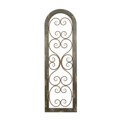 Wood Scroll Arched Window Inspired Wall Decor With Metal Scrollwork Relief Brown - Olivia & May 3 Wood Scroll Arched Window Inspired Wall Decor With Metal Scrollwork Relief Brown - Olivia & May - Image 3