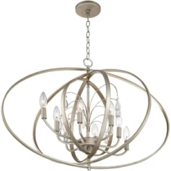 Possini Euro Design Tiller Champagne Satin Silver Pendant Chandelier 31 1/2" Wide Modern Open Orb Frame 8-Light Fixture For Dining Room Kitchen Island -Home Decor Series Store GUEST 9d5b4c51 6b5a 4c0b b666 fe134fd23059