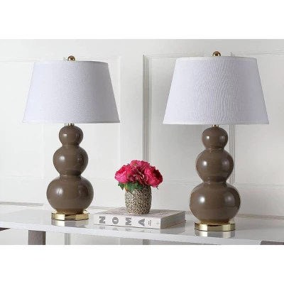 Set Of 2 Pamela Triple Gourd Lamp (Includes LED Light Bulb) Taupe - Safavieh 1 Set Of 2 Pamela Triple Gourd Lamp (Includes LED Light Bulb) Taupe - Safavieh