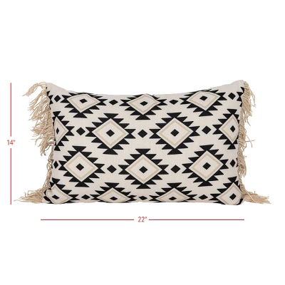 14X22 Inch Hand Woven Southwest Geo Outdoor Pillow Polyester With Polyester Fill By Foreside Home & Garden 4 14X22 Inch Hand Woven Southwest Geo Outdoor Pillow Polyester With Polyester Fill By Foreside Home & Garden - Image 4
