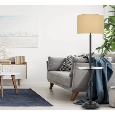 61" Metal Floor Lamp Dark Bronze/Chrome - Cal Lighting 1 61" Metal Floor Lamp Dark Bronze/Chrome - Cal Lighting