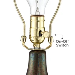 360 Lighting Emma Modern Mid Century Accent Table Lamp 21" High Wood Brown Ceramic Oatmeal Drum Shade For Bedroom Living Room Bedside Nightstand Home -Home Decor Series Store GUEST a1230d35 dfeb 4b34 8a51 2316768f8399