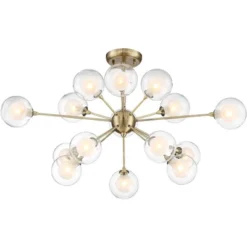 Possini Euro Design Modern Ceiling Light Semi Flush Mount Fixture Sputnik Brass 30 1/2" Wide 15-Light Double Glass Ball Hallway -Home Decor Series Store GUEST a3344d35 d1d8 4a60 8f88 777e9a7f591d