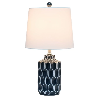 Moroccan Table Lamp With Fabric Shade Blue - Lalia Home 1 Moroccan Table Lamp With Fabric Shade Blue - Lalia Home