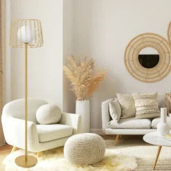 62.75" Lucas Caged Globe Shade Floor Lamp - River Of Goods