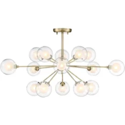 Possini Euro Design Modern Ceiling Light Semi Flush Mount Fixture Sputnik Brass 30 1/2" Wide 15-Light Double Glass Ball Hallway -Home Decor Series Store GUEST a5d5d52f e87f 49d6 be3a b66722eec602