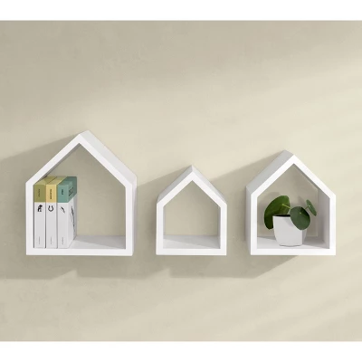 3pc Dolle Lodge Set Floating Wall Shelves - White 2 3pc Dolle Lodge Set Floating Wall Shelves - White - Image 2