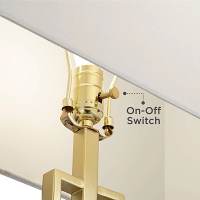 360 Lighting Sonia Modern Table Lamps 29 1/2" Tall Set Of 2 Gold Metal With Dual USB Charging Ports White Rectangular Shade For Bedroom Living Room 4 360 Lighting Sonia Modern Table Lamps 29 1/2" Tall Set Of 2 Gold Metal With Dual USB Charging Ports White Rectangular Shade For Bedroom Living Room - Image 4