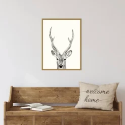 18" X 24" Animal Mug IV Deer By Victoria Borges Framed Canvas Wall Art Gold - Amanti Art -Home Decor Series Store GUEST a6c5c840 ebc0 4a24 9041 18c053251e94
