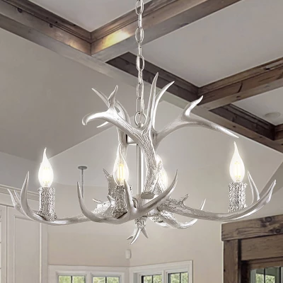 26" LED Adjustable Resin Antler Chandelier - JONATHAN Y 4 26" LED Adjustable Resin Antler Chandelier - JONATHAN Y - Image 4