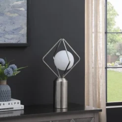 19.5" Ernst Modern Monoclinic Pendeloque Metal Table Lamp Silver - Ore International 5 19.5" Ernst Modern Monoclinic Pendeloque Metal Table Lamp Silver - Ore International -Home Decor Series Store GUEST a7d85b00 989a 4622 91da 5378fc60a5f0