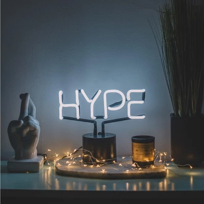 Amped Co 9.6" X 8.3" HYPE Real Neon Light Novelty Desk Lamp, White 2 Amped Co 9.6" X 8.3" HYPE Real Neon Light Novelty Desk Lamp, White - Image 2