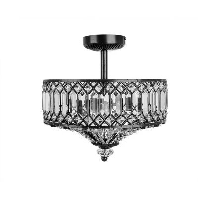 15.25" Glass And Metal Tiered Jeweled Semi Flush Mount Ceiling Light - River Of Goods 2 15.25" Glass And Metal Tiered Jeweled Semi Flush Mount Ceiling Light - River Of Goods - Image 2