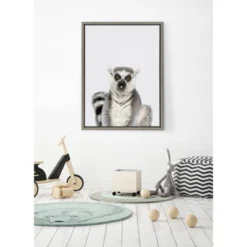 18" X 24" Sylvie Sitting Lemur Tongue Out Framed Canvas Wall Art By Amy Peterson Gray - DesignOvation -Home Decor Series Store GUEST a9c9248f 9319 4736 995e 8b1f95cc30da