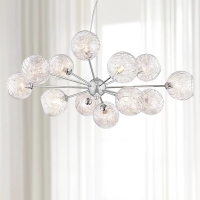 Possini Euro Design Wired Chrome Chandelier Lighting 32" Wide Modern Sputnik Art Glass 12-Light Fixture For Dining Room House Foyer Kitchen Island 1 Possini Euro Design Wired Chrome Chandelier Lighting 32" Wide Modern Sputnik Art Glass 12-Light Fixture For Dining Room House Foyer Kitchen Island