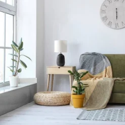 20.4" Traditional Ceramic Purled Texture Bedside Table Desk Lamp With White Fabric Drum Shade Black - Simple Designs -Home Decor Series Store GUEST ab17b349 f98a 47f6 89ea 3fbaa719214b