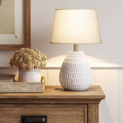 Ceramic Textured Table Lamp Base White - Threshold™ 2 Ceramic Textured Table Lamp Base White - Threshold™ - Image 2