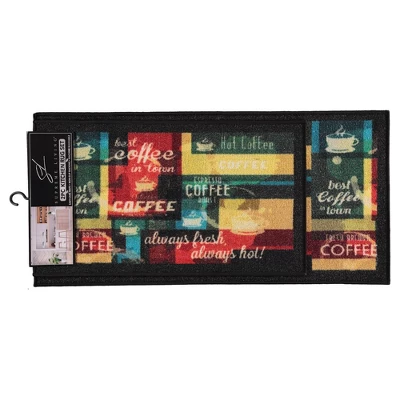 J&V TEXTILES 2-Piece Non Slip Kitchen Mat Rugs Comfort Standing Mats For Home Kitchen Entrance Door Mat (Coffee Kitchen) 1 J&V TEXTILES 2-Piece Non Slip Kitchen Mat Rugs Comfort Standing Mats For Home Kitchen Entrance Door Mat (Coffee Kitchen)