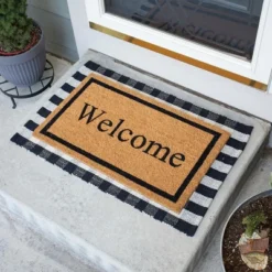 BirdRock Home Layered Welcome Mat With Vinyl Backing For Door Entryway 24 X 36