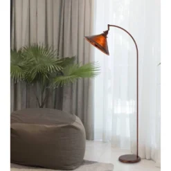 65" Metal Downbridge Adjustable Floor Lamp With Mica Shade Rust - Cal Lighting