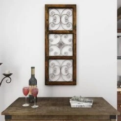 36" X 14" Wood Scroll Window Inspired Wall Decor With Metal Scrollwork Relief Brown - Olivia & May 20 36" X 14" Wood Scroll Window Inspired Wall Decor With Metal Scrollwork Relief Brown - Olivia & May -Home Decor Series Store GUEST b367931e 6ed0 4d1a ba17 4cf4aca6a24e