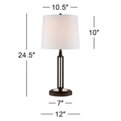 Franklin Iron Works Javier Industrial Table Lamp 24 1/2" High Bronze With USB Charging Port White Drum Shade For Bedroom Living Room Bedside Home Desk 14 Franklin Iron Works Javier Industrial Table Lamp 24 1/2" High Bronze With USB Charging Port White Drum Shade For Bedroom Living Room Bedside Home Desk -Home Decor Series Store GUEST b385ec22 cbf7 48b3 b323 670c2ff407ce