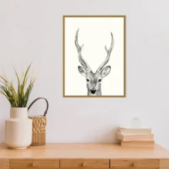 18" X 24" Animal Mug IV Deer By Victoria Borges Framed Canvas Wall Art Gold - Amanti Art -Home Decor Series Store GUEST b5f23188 0f98 4cdc 92c2 99e325418d02