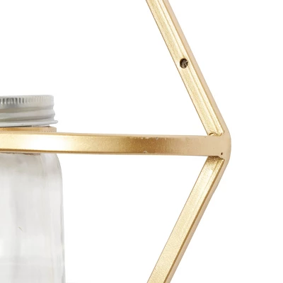 Metal Geometric Wall Decor With Glass Holder Set Of 3 Gold - CosmoLiving By Cosmopolitan 2 Metal Geometric Wall Decor With Glass Holder Set Of 3 Gold - CosmoLiving By Cosmopolitan - Image 2