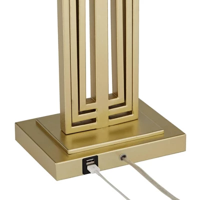 360 Lighting Sonia Modern Table Lamps 29 1/2" Tall Set Of 2 Gold Metal With Dual USB Charging Ports White Rectangular Shade For Bedroom Living Room 6 360 Lighting Sonia Modern Table Lamps 29 1/2" Tall Set Of 2 Gold Metal With Dual USB Charging Ports White Rectangular Shade For Bedroom Living Room - Image 6