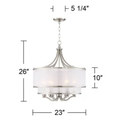 Possini Euro Design Nor Brushed Nickel Pendant Chandelier 23" Wide Modern Double White Organza Shade 6-Light Fixture For Dining Room Kitchen Island 15 Possini Euro Design Nor Brushed Nickel Pendant Chandelier 23" Wide Modern Double White Organza Shade 6-Light Fixture For Dining Room Kitchen Island -Home Decor Series Store GUEST bb16169e e8ac 40d5 a519 799cfcb81c1e