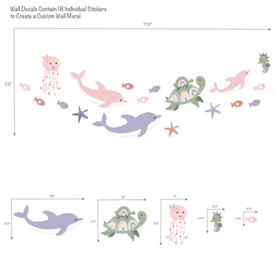 Lambs & Ivy Sea Dreams Dolphins/Turtles/Fish Underwater/Nautical Wall Decals 1 Lambs & Ivy Sea Dreams Dolphins/Turtles/Fish Underwater/Nautical Wall Decals