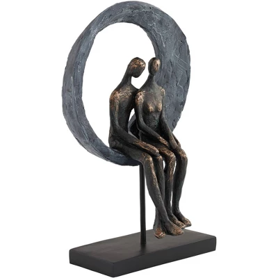 Studio 55D Abstract Couple 12" High Antique Brass Sculpture 3 Studio 55D Abstract Couple 12" High Antique Brass Sculpture - Image 3