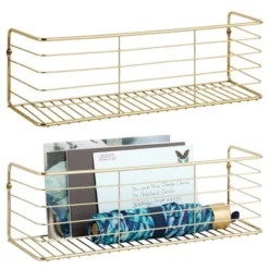 MDesign Wide Metal Wall Mount Storage Organizer Display Shelf - 2 Pack, Black -Home Decor Series Store GUEST bcc97f68 69b0 41b3 9a3f b8afd019486d