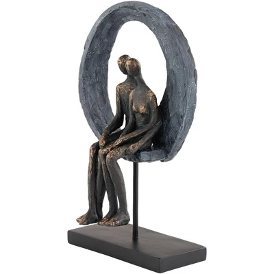 Studio 55D Abstract Couple 12" High Antique Brass Sculpture 6 Studio 55D Abstract Couple 12" High Antique Brass Sculpture - Image 6