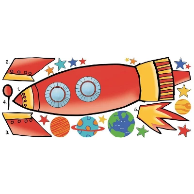 53.25" X 19.4" Rocket Peel And Stick Giant Wall Decal - RoomMates 2 53.25" X 19.4" Rocket Peel And Stick Giant Wall Decal - RoomMates - Image 2