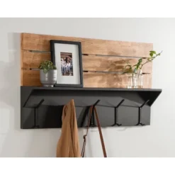 42" X 22" Samuels Decorative Wall Shelf With Hooks Rustic Brown/Black - Kate & Laurel All Things Decor -Home Decor Series Store GUEST be3049cd fd64 4342 8e60 9333494a2889