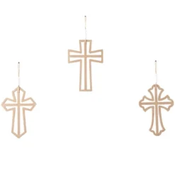 Set Of 3 Wood Biblical Carved Beaded Crosses Wall Decors With Rope Hanger Brown - Olivia & May -Home Decor Series Store GUEST be83ebb4 df01 45f6 989c 06b397eb881c