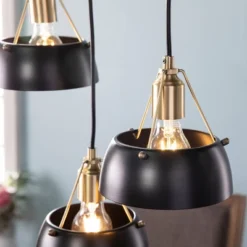 7" - 60" Renee 3 Cluster Pendant Light Black - Aiden Lane