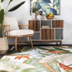 NuLOOM Nevaya Machine Washable Floral Leaves Area Rug -Home Decor Series Store GUEST c0223ab9 fe97 48ce a4af e11adeeef89c