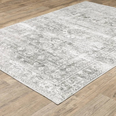 Micah Washable Distressed Oriental Indoor Area Rug Gray/Ivory - Captiv8e Designs 3 Micah Washable Distressed Oriental Indoor Area Rug Gray/Ivory - Captiv8e Designs - Image 3