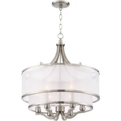 Possini Euro Design Nor Brushed Nickel Pendant Chandelier 23" Wide Modern Double White Organza Shade 6-Light Fixture For Dining Room Kitchen Island 13 Possini Euro Design Nor Brushed Nickel Pendant Chandelier 23" Wide Modern Double White Organza Shade 6-Light Fixture For Dining Room Kitchen Island -Home Decor Series Store GUEST c19ac5bd 5808 482d 9cfb 07d1572fc05b