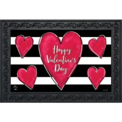 Briarwood Lane Striped Valentine's Heart Primitive Doormat Holiday Indoor Outdoor 30" X 18"