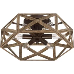 Possini Euro Design Moorcroft Modern Farmhouse Ceiling Light Semi Flush Mount Fixture 14 1/2" Wide Dark Wood Bronze 6-Light Hexagon Frame For Bedroom 13 Possini Euro Design Moorcroft Modern Farmhouse Ceiling Light Semi Flush Mount Fixture 14 1/2" Wide Dark Wood Bronze 6-Light Hexagon Frame For Bedroom -Home Decor Series Store GUEST c6b6a93f 9066 4008 993a 71d79b906b13