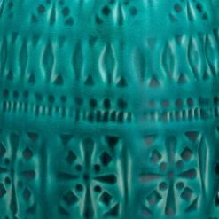 Frieze Ceramic Table Lamp With Drum Shade Aqua Blue - Splendor Home