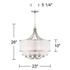 Possini Euro Design Nor Brushed Nickel Pendant Chandelier 23" Wide Modern Double White Organza Shade 6-Light Fixture For Dining Room Kitchen Island 12 Possini Euro Design Nor Brushed Nickel Pendant Chandelier 23" Wide Modern Double White Organza Shade 6-Light Fixture For Dining Room Kitchen Island -Home Decor Series Store GUEST c8291423 786b 40bf 928d 6d118cca3b09